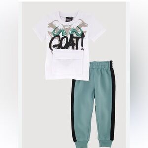 Kids' White and Green GOAT Matching Set
